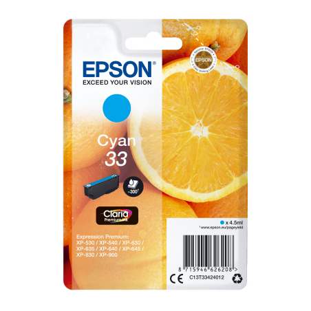 Epson Singlepack Cyan 33 Claria Premium Ink