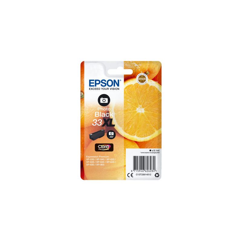 Epson Singlepack Photo Black 33XL Claria Prem. Ink