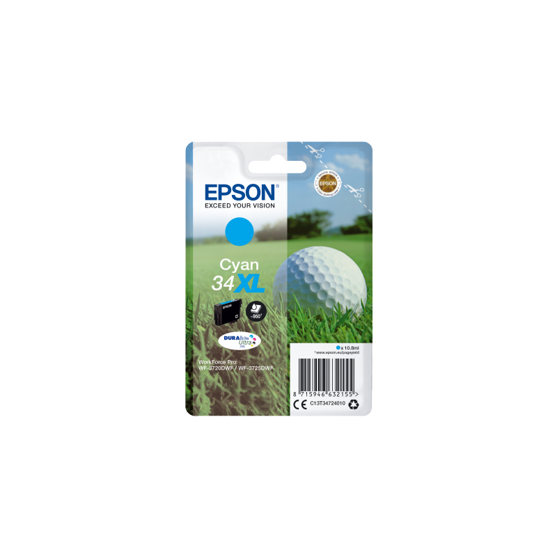 Epson Singlepack Cyan 34XL DURABrite Ultra Ink