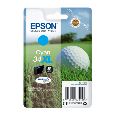 Epson Singlepack Cyan 34XL DURABrite Ultra Ink
