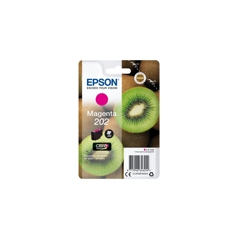 EPSON ink Magenta 202 Premium - singlepack, 4,1 ml, 300s, štandard