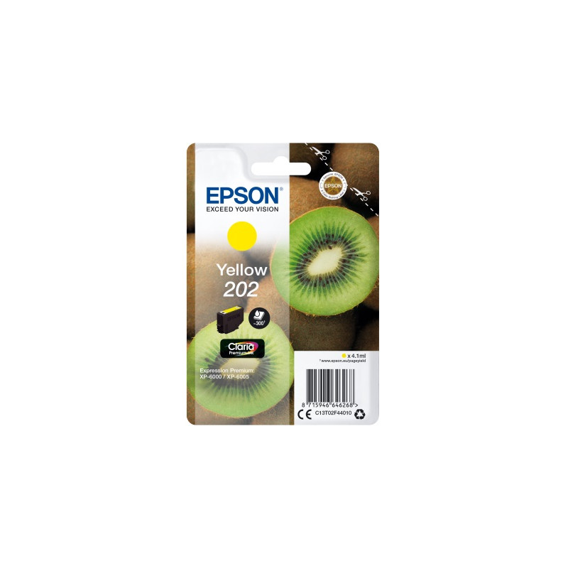 EPSON ink Yellow 202 Premium - singlepack, 4,1ml, 300s, štandard