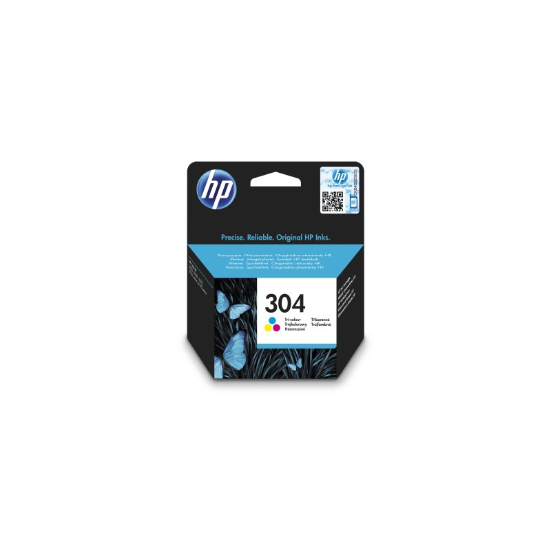 HP 304 Tri-color Original Ink Cartridge, N9K05AE