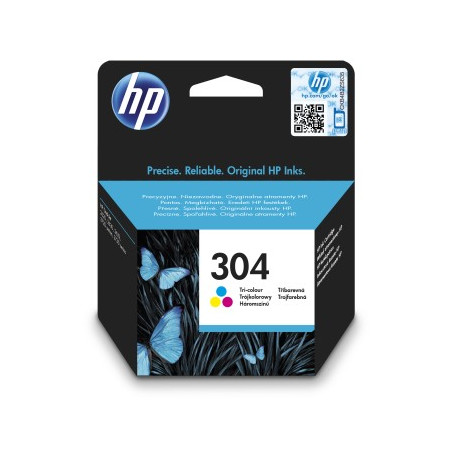 HP 304 Tri-color Original Ink Cartridge, N9K05AE