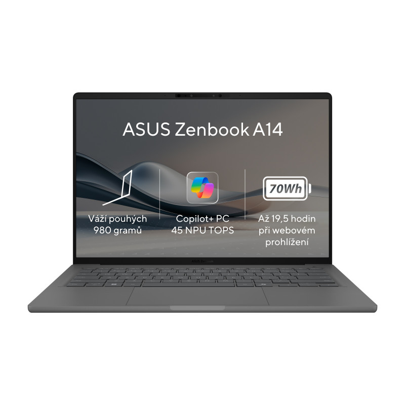 ASUS Zenbook A14/UX3407QA-OLED267W/SD-X1-26-100/14''/WUXGA/16GB/512GB SSD/Adreno/W11H/Gray/2R