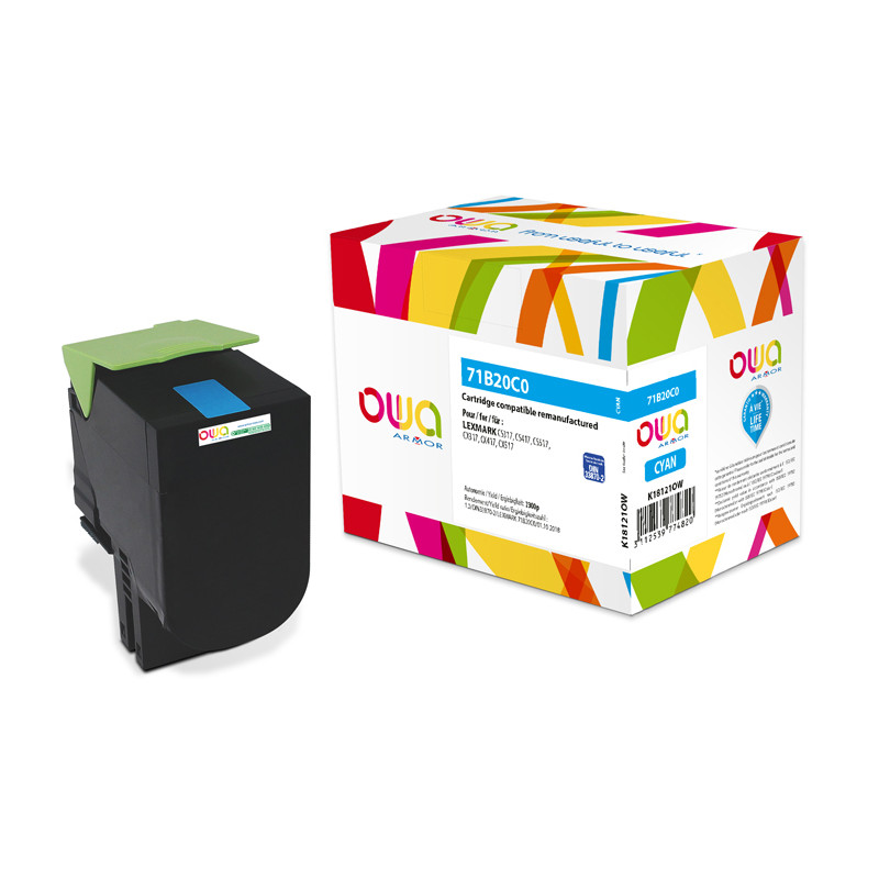 OWA Armor toner kompatibilný s LEXMARK 71B20C0, 2300st, modrá/cyan
