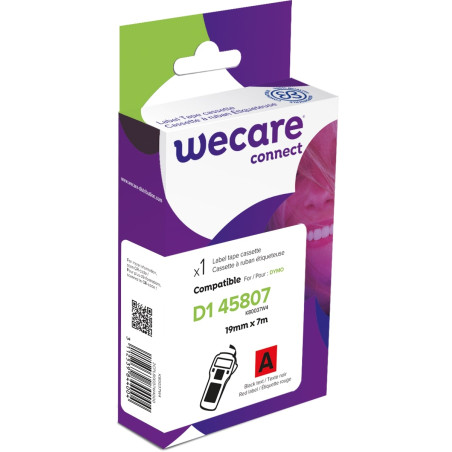 WECARE ARMOR páska kompatibilná s DYMO S0720870,Black/Red,19MM*7M