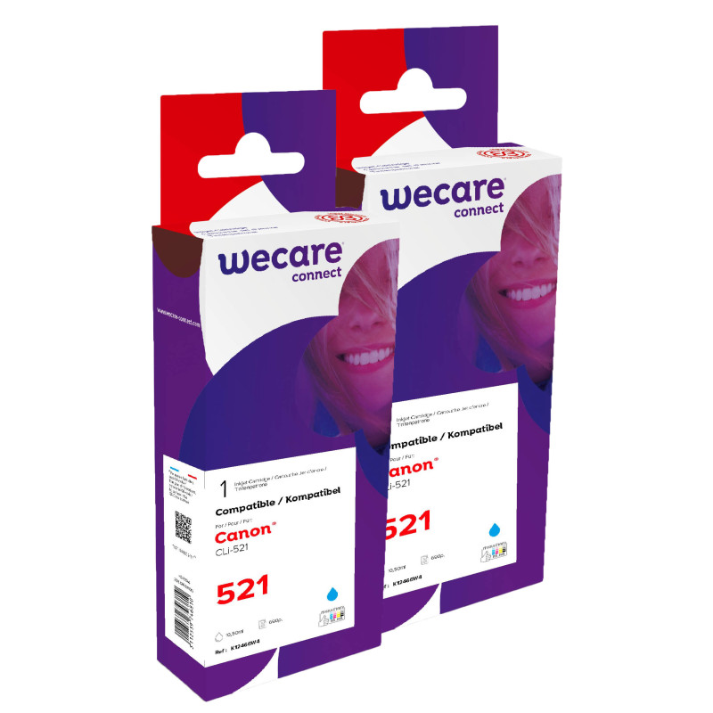 WECARE ARMOR sada ink kompatibilná s CANON CLI521C 2x10,5 ml, modrá, CLI-521 C