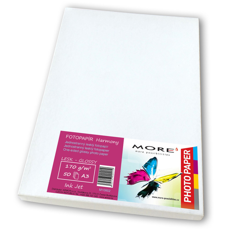 Fotopapier lesklý biely kompatibilný s A3, 170g/m2 kompatibilný s ink. tlač 50 ks