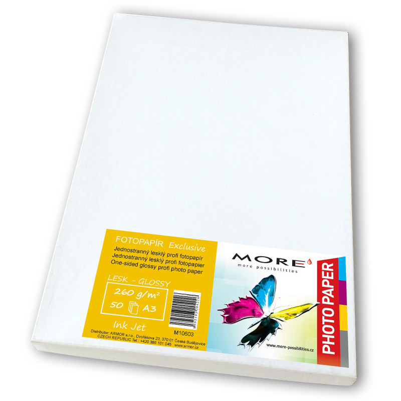 Fotopapier lesklý biely kompatibilný s A3, 260g/m2kompatibilný s ink. tlač, 50ks