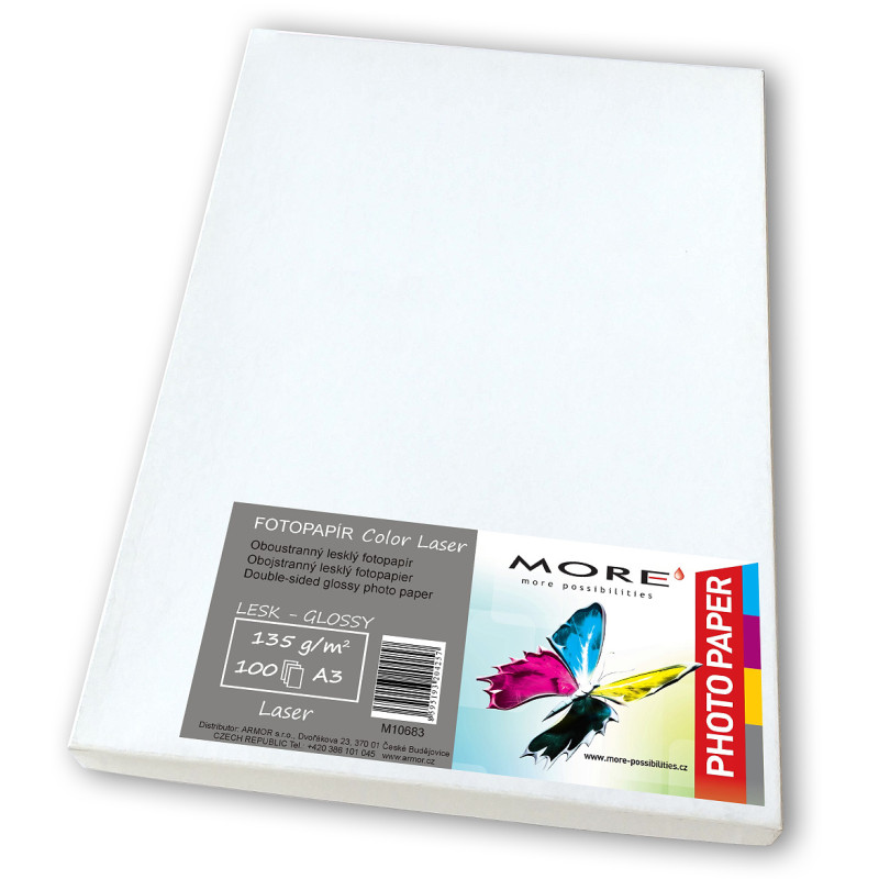 Fotopapier lesk,obojstran.kompatibilný s A3, 135g/m2, kompatibilný s laser t., 100ks