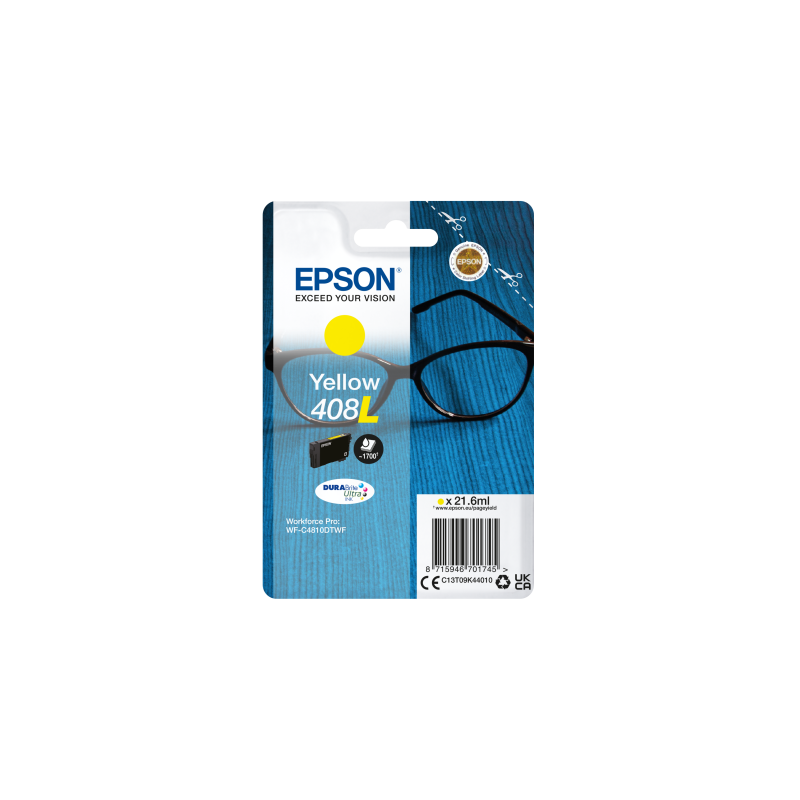 EPSON Singlepack Yellow 408L DURABrite Ultra Ink