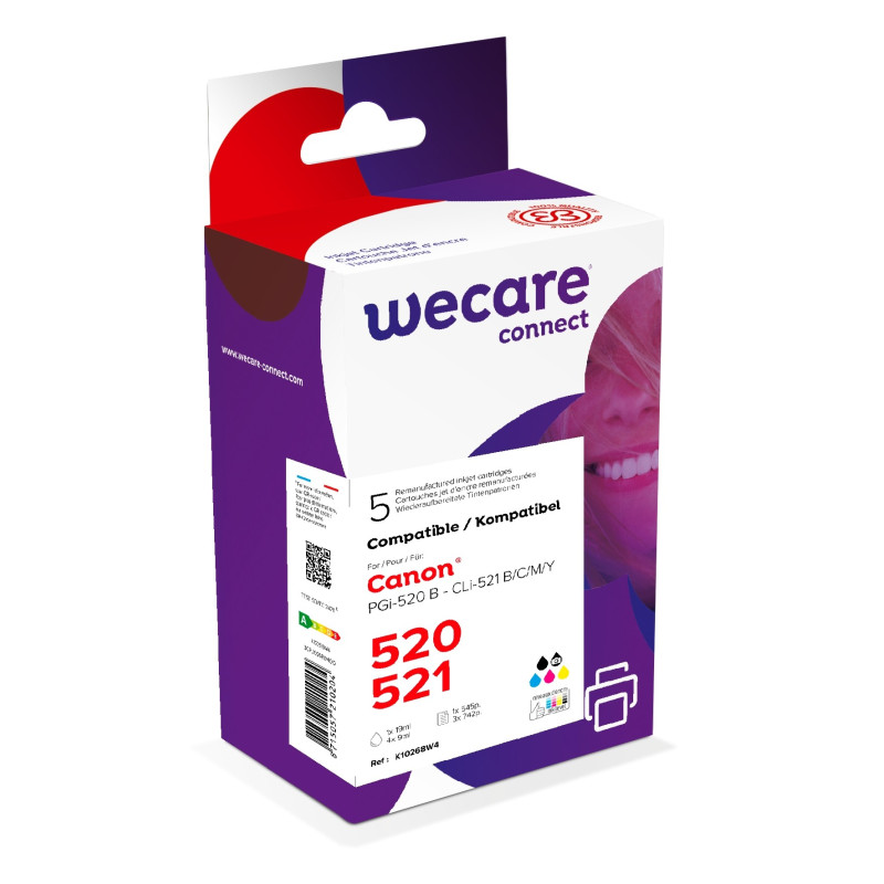 WECARE ARMOR ink sada kompatibilná s Canon PGI-520, CLI-521, PBCMY