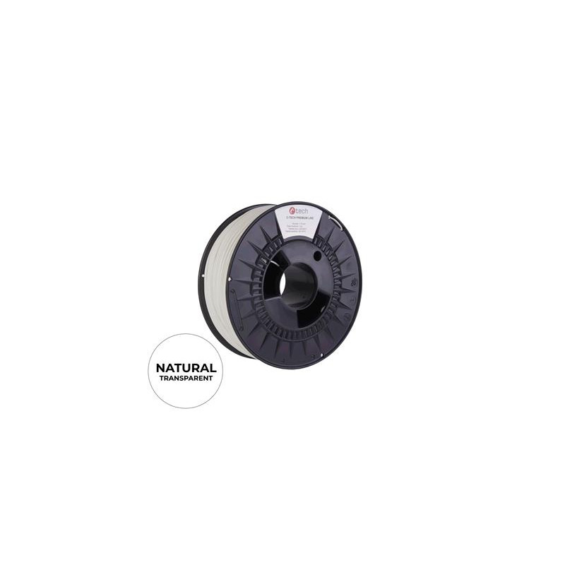 Tlačová struna (filament) C-TECH PREMIUM LINE, PETG, transparentná, 1,75mm, 1kg