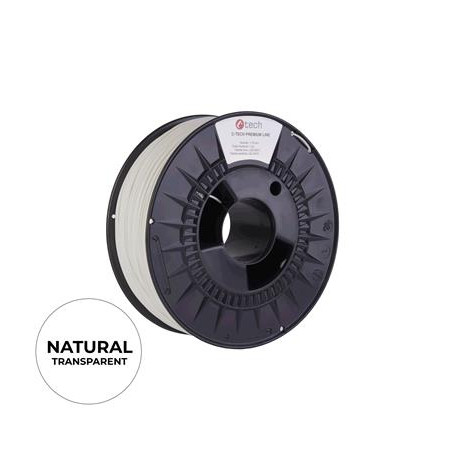 Tlačová struna (filament) C-TECH PREMIUM LINE, PETG, transparentná, 1,75mm, 1kg
