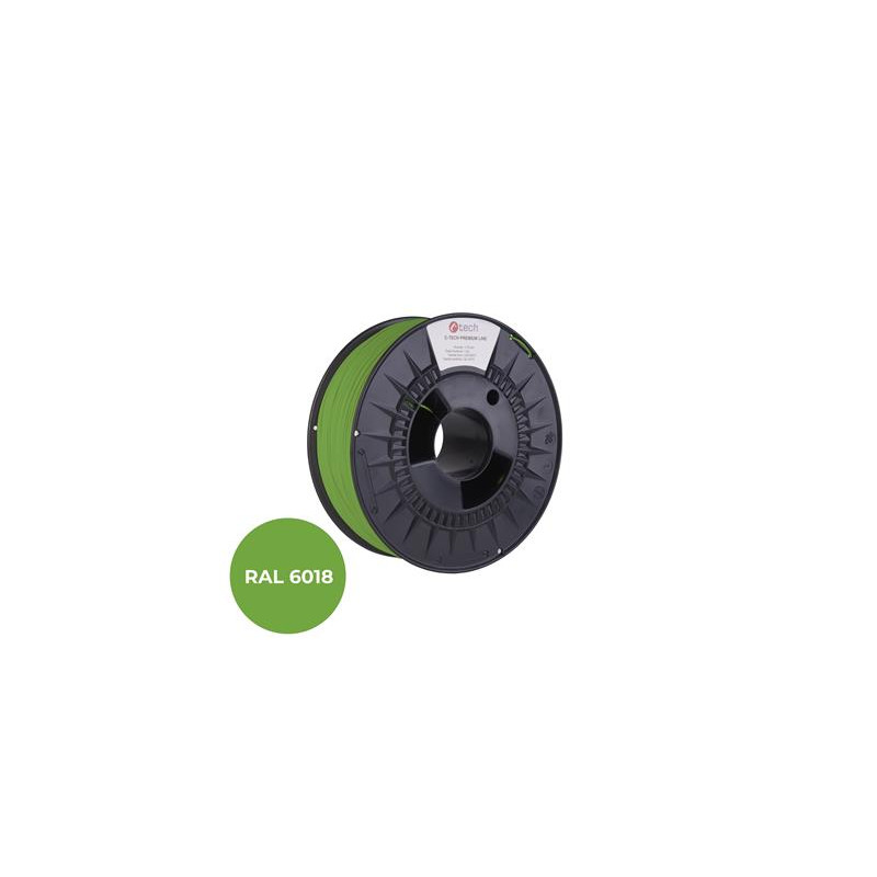 Tlačová struna (filament) C-TECH PREMIUM LINE, PETG, zelenožltá, RAL6018, 1,75mm, 1kg