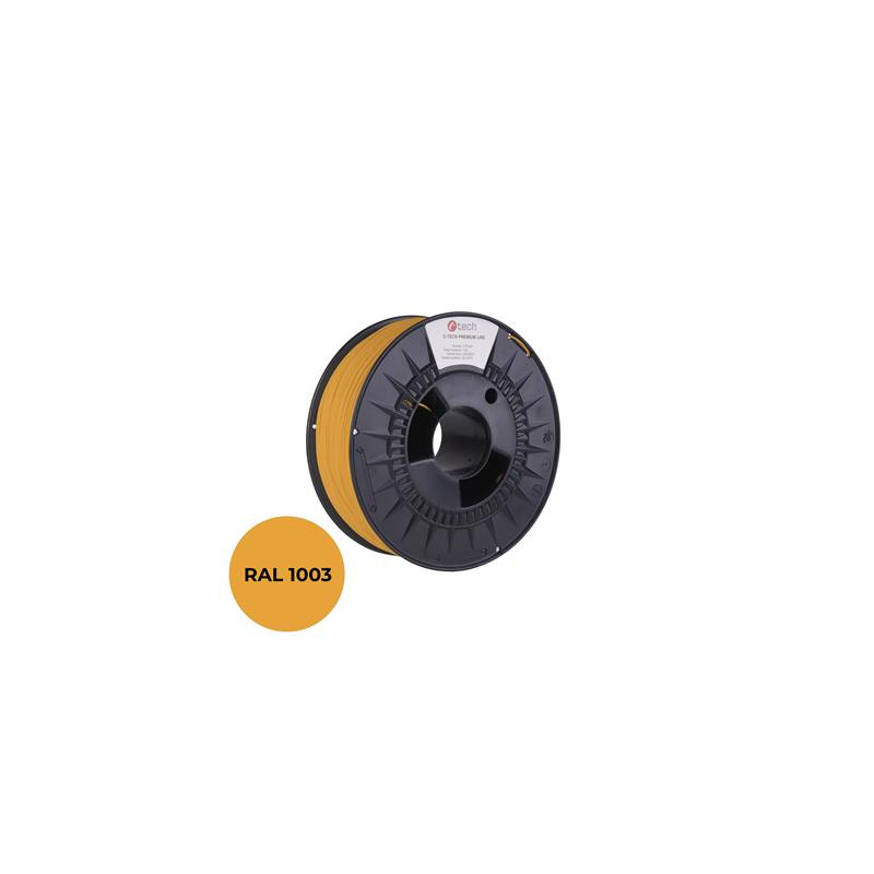 Tlačová struna (filament) C-TECH PREMIUM LINE, PLA, signálna žltá, RAL1003, 1,75mm, 1kg