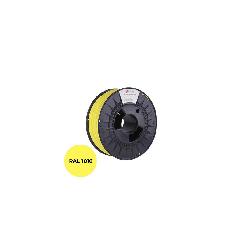 Tlačová struna (filament) C-TECH PREMIUM LINE, PLA, sírová žltá, RAL1016, 1,75mm, 1kg