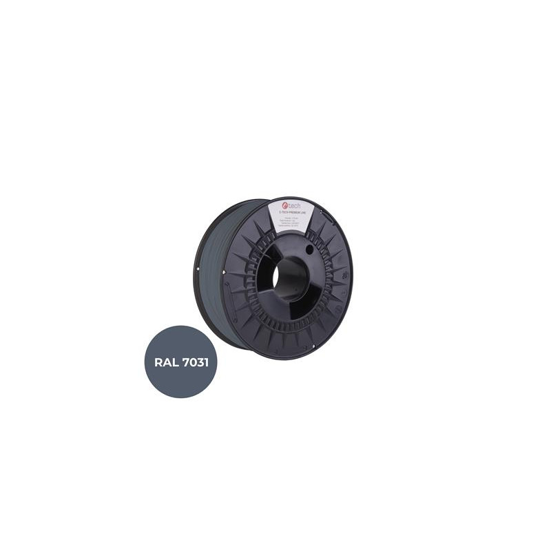 Tlačová struna (filament) C-TECH PREMIUM LINE, PLA, šedomodrá, RAL7031, 1,75mm, 1kg