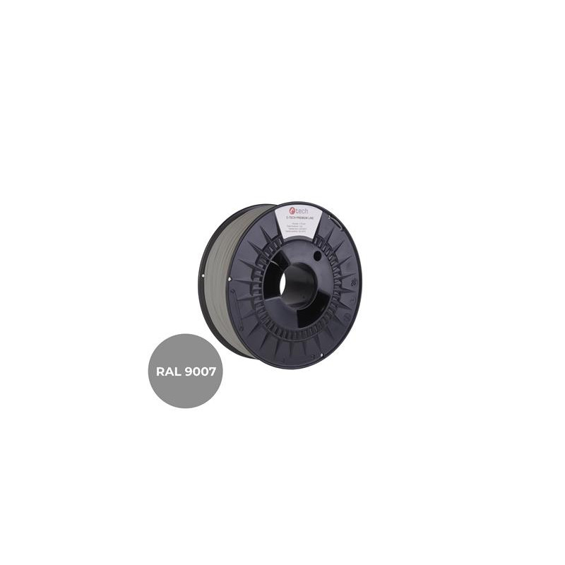 Tlačová struna (filament) C-TECH PREMIUM LINE, PLA, šedý hliník, RAL9007, 1,75 mm, 1kg