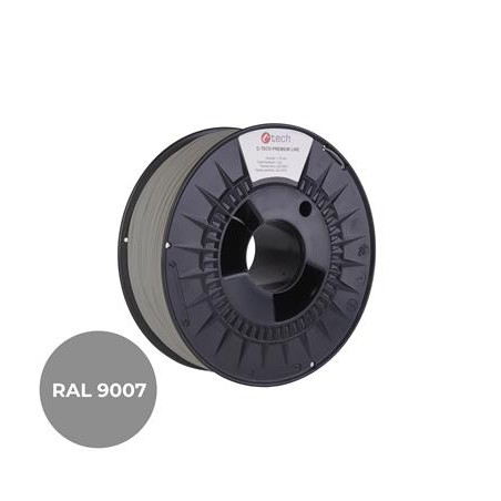 Tlačová struna (filament) C-TECH PREMIUM LINE, PLA, šedý hliník, RAL9007, 1,75 mm, 1kg