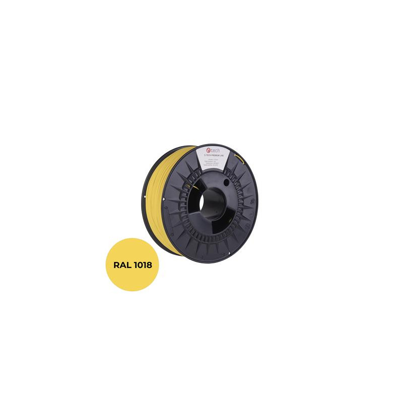 Tlačová struna (filament) C-TECH PREMIUM LINE, PLA, zinková žltá, RAL1018, 1,75mm, 1kg