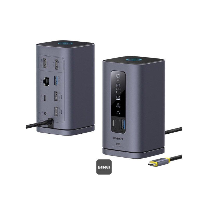 Baseus Dokovacia stanica Spacemate 10v1 (USB-C PD 100W, USB-C, 2x USB-A, 2x HDMI) sivá
