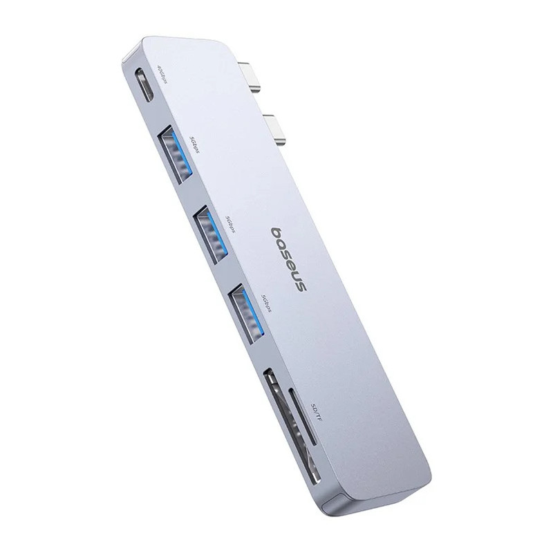 Baseus Dokovacia stanica Ultra Joy 6v1 (USB-C PD, 3xUSB 3.0, SD/TF) sivá