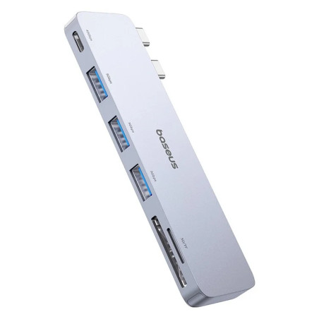 Baseus Dokovacia stanica Ultra Joy 6v1 (USB-C PD, 3xUSB 3.0, SD/TF) sivá