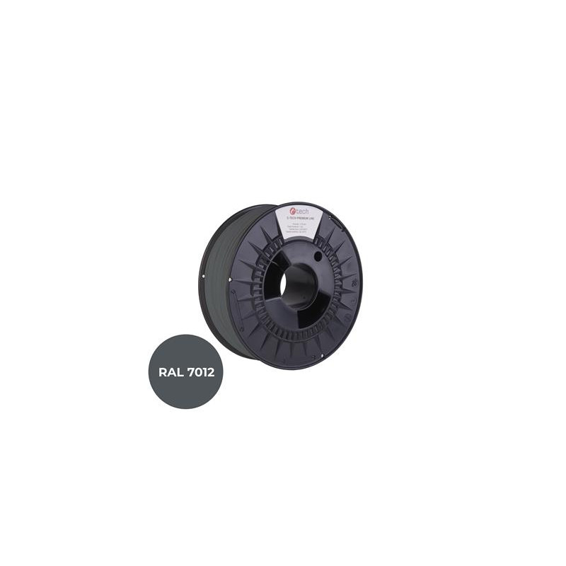Tlačová struna (filament) C-TECH PREMIUM LINE, ABS, čadičová šedá, RAL7012, 1,75mm, 1kg