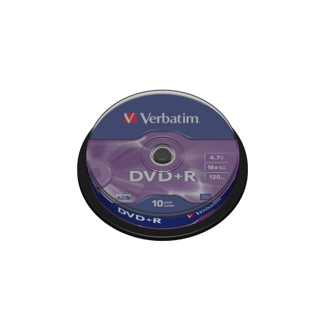 VERBATIM DVD+R(10-Pack)Spindl/MattSlvr/16x/4.7GB