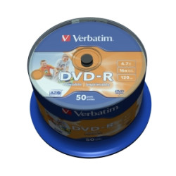 VERBATIM DVD-R (50-Pack) Cake/Print/16x/4.7GB/NoID