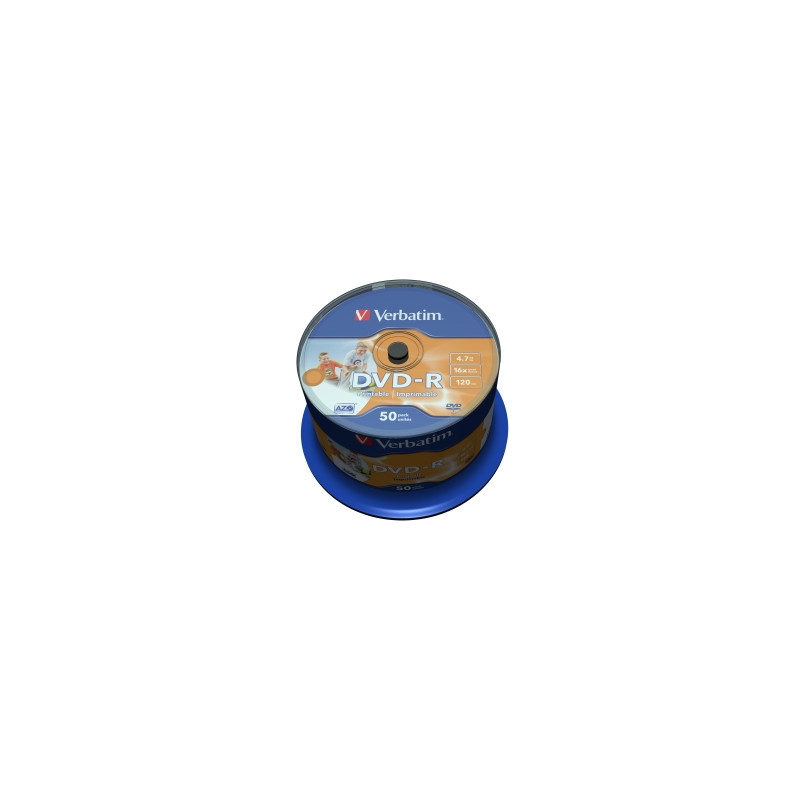 VERBATIM DVD-R (50-Pack) Cake/Print/16x/4.7GB/NoID