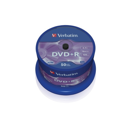 VERBATIM DVD+R(50-Pack),Spindl/MattSlvr/16x/4.7GB