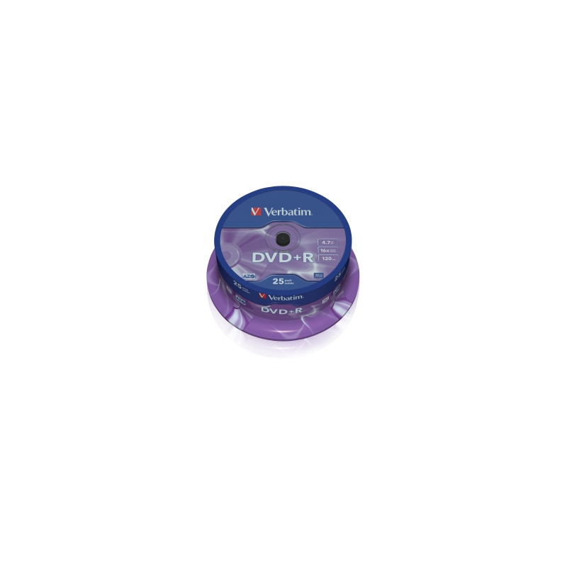 VERBATIM DVD+R(25-Pack)Spindl/MattSlvr/16x/4.7GB