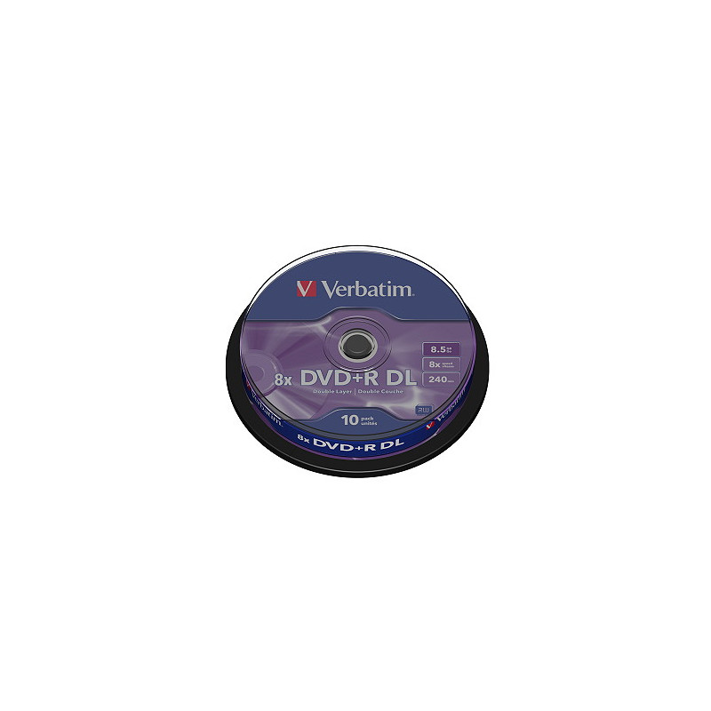 VERBATIM DVD+R(10-Pack)Spindl/MattSlvr/8x/8.5GB