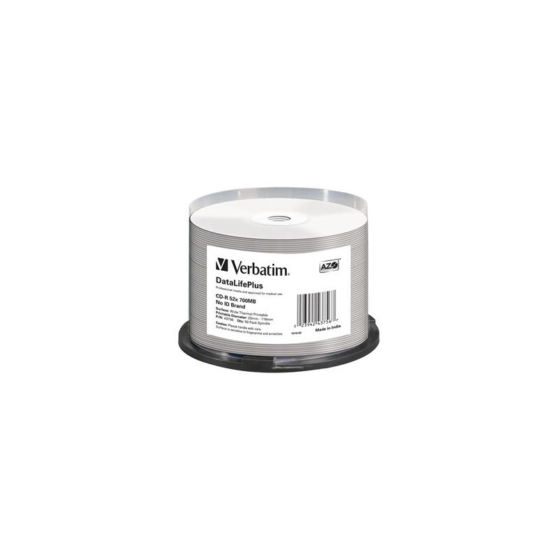 VERBATIM CD-R(50-Pack)/52x/700MB/ThermoPrint/NoID