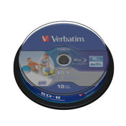 VERBATIM BD-R SL (6x, 25GB), printable, 10 cake
