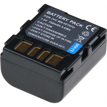 Batéria T6 Power JVC BN-VF707U, BN-VF707, 750mAh, 5,4Wh, sivá