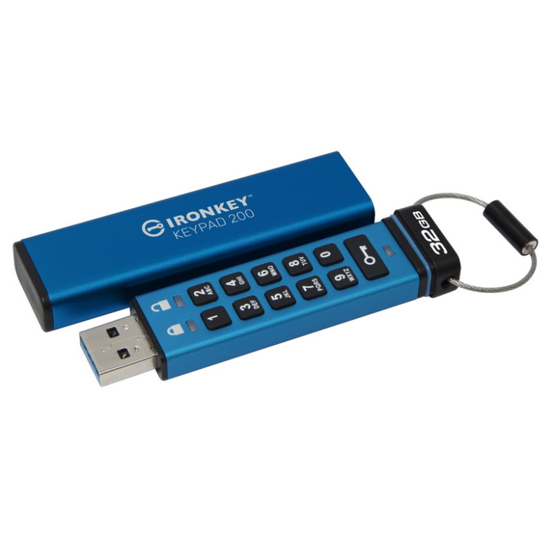 Kingston IronKey Keypad 200/32GB/USB 3.2/USB-A/Modrá