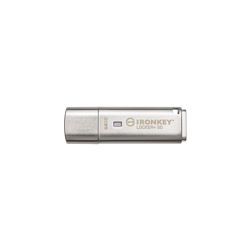 Kingston IronKey Locker+ 50/64GB/USB 3.1/USB-A/Strieborná