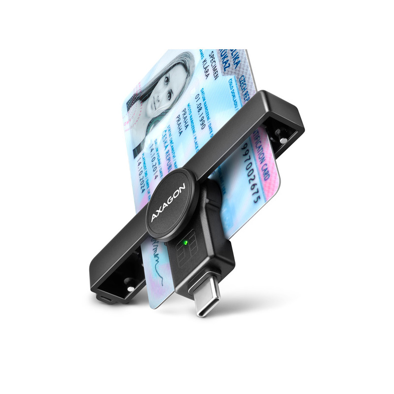 AXAGON CRE-SMPC, USB-C PocketReader čítačka kontaktných kariet Smart card (eObčanka, eID klient)
