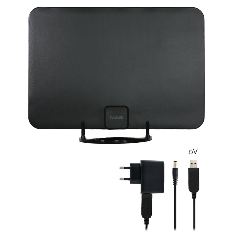 EVOLVEO Xany 2A, 230/5V, aktívna izbová anténa FM/DAB+/DVB-T2, filter LTE,4G,5G