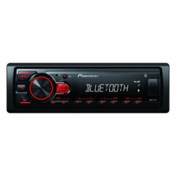 Pioneer MVH-230 autorádio s USB a Bluetooth s integrovaným mikrofónom červené
