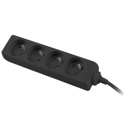 Predlžovací prívod 230V 2m 4 zásuvky, čierny