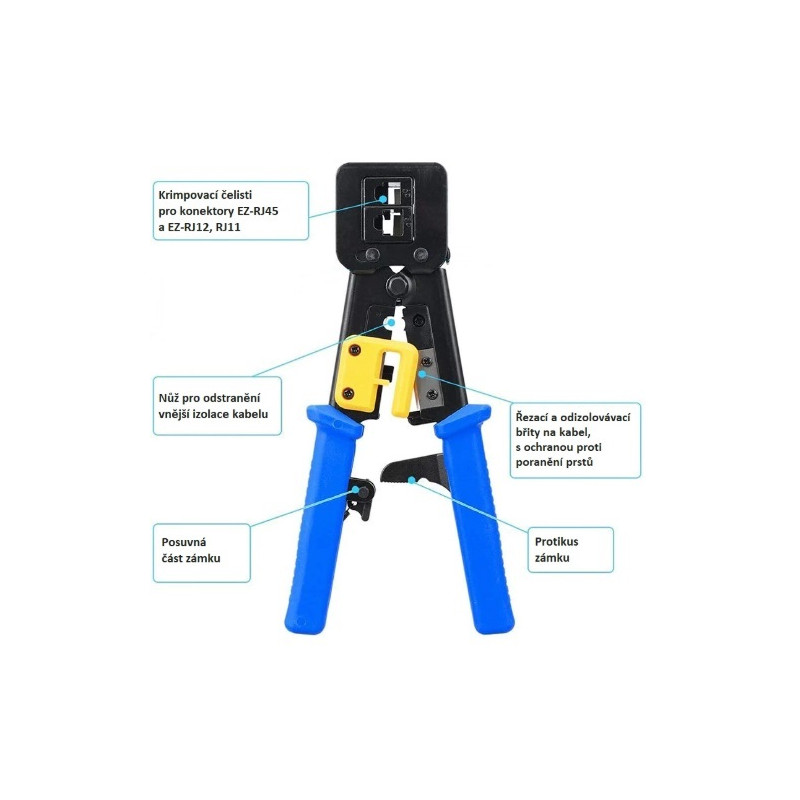 W-star Krimpovacie kliešte RJ45 EZ WSEZ376Z Cat5, RJ45, RJ45EZ, RJ12