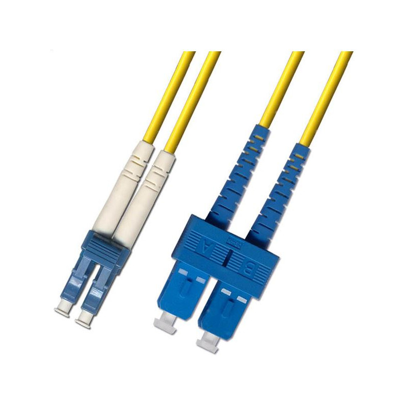 Optický patchkábel duplexný, LC/UPC-SC/UPC 9/125um SM, 10m, OS2