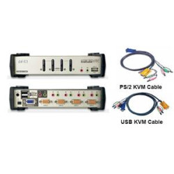 ATEN 4port KVMP USB+PS/2, USB HUB, audio, 1.2m
