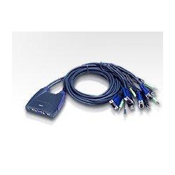 ATEN 4port KVM USB mini, audio, 0.9 metra káble