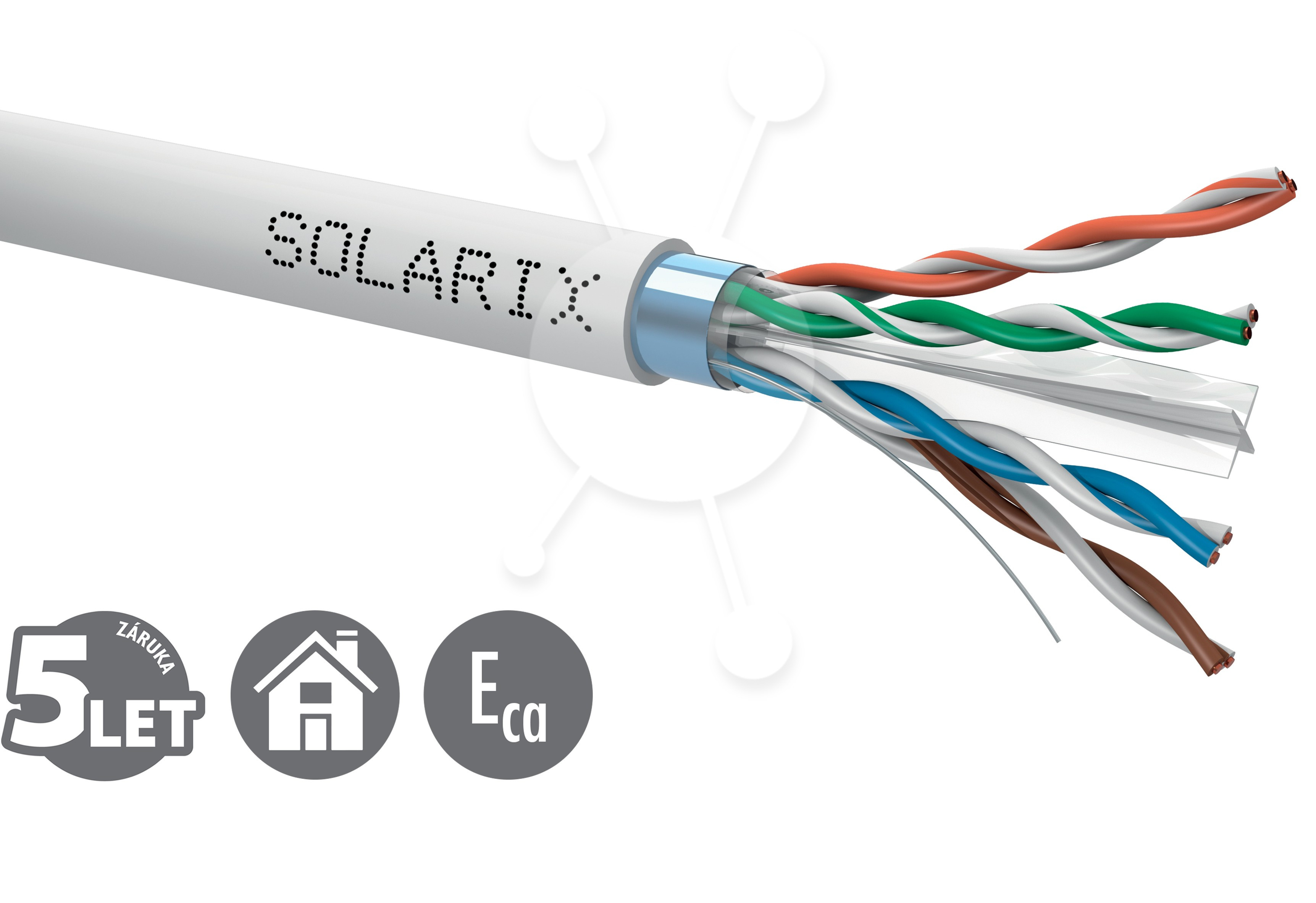 Instalačný kábel Solarix CAT6 FTP PVC Eca 500m/cievka SXKD-6-FTP-PVC